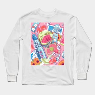 The kawaii set of the Japanese summer drinks and things Long Sleeve T-Shirt